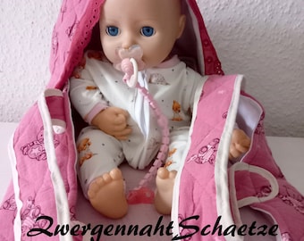 Puppentragetasche mit Matratze Puppenbett Puppenwagen rosa weiß  Puppensachen 40- 50cm Baby Born Babypuppe Annabell Puppenkleidung 43cm