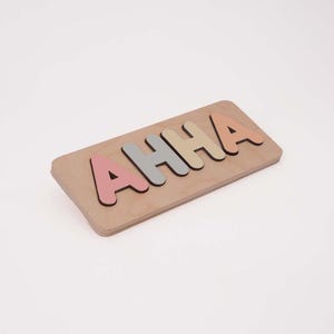 Eerste verjaardag baby peuter aangepaste naam puzzel kamerdecoratie coole houten montessori speelgoed voor haar pastel meisje gratis verzending door Tosbiq Baby