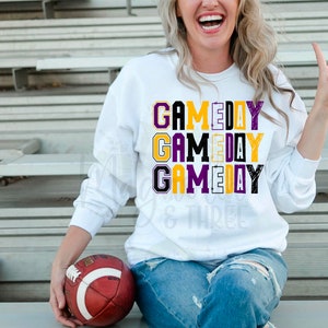 Game day purple and gold variety letters png