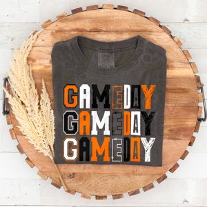 Game Day orange black and white variety letters png