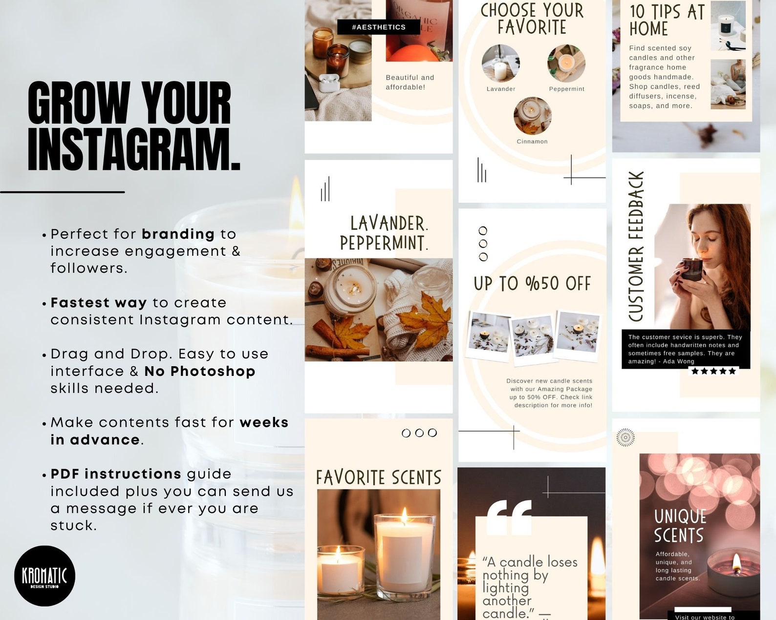 50 Candle Shop Instagram Story Template Canva, Candle Making Business