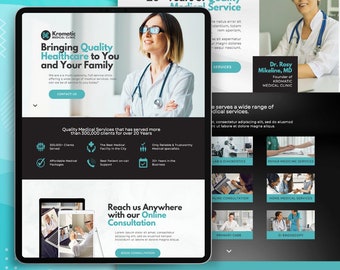 Medical Clinic Canva Website Template: Healthcare Landing Page (Digital Download)