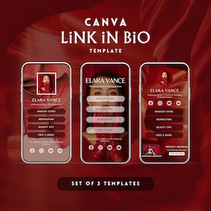 Link In Bio Template, Instagram Tiktok Pinterest Bio Link Landing Page Canva Template, Linktree Alternative Link In Bio, Canva Template