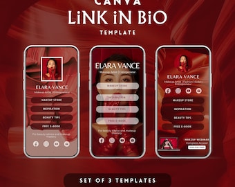 Sjabloon Canva Link In Bio: Instagram, TikTok, Pinterest (digitale download)