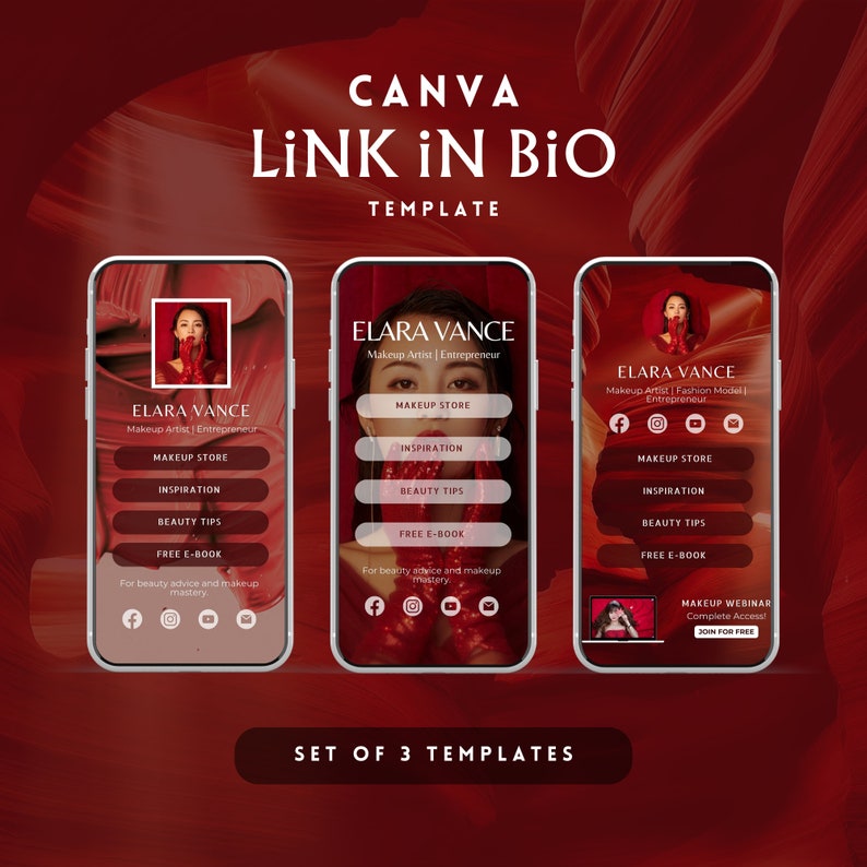 Canva Link in Bio Template: Instagram, Tiktok, Pinterest (digital ...