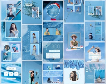 Modelli Canva per post e storie Instagram blu, branding estetista