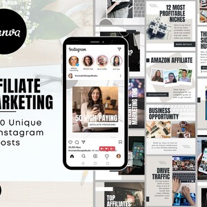 Affiliate Marketing Instagram Post Templates: Professional Canva Theme (50 Posts) image 1