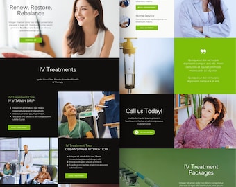 IV Therapy Website Canva Template: Elegant Landing Page Design