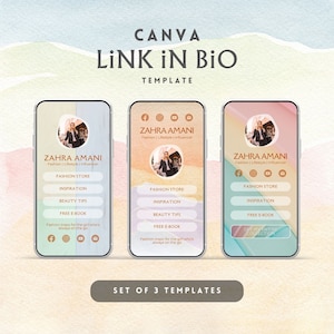 Link In Bio Template, Instagram Tiktok Pinterest Bio Link Landing Page Canva Template, Linktree Alternative Link In Bio, Canva Template