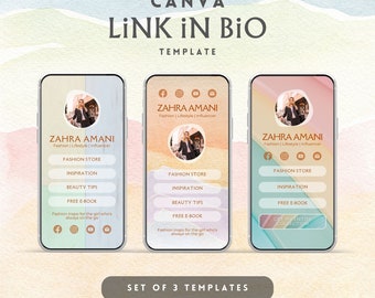 Pastel Link In Bio Canva Template: Three Designs Included