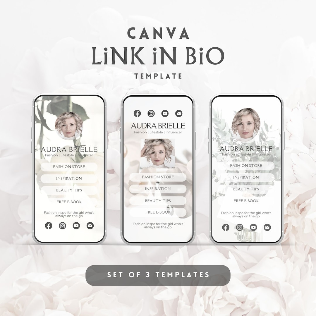 Elegant Link in Bio Canva Template: Instagram & Tiktok Mini Bio - Etsy