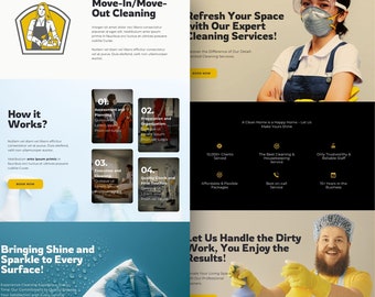 Modello Canva per sito web di servizi di pulizia: landing page moderna
