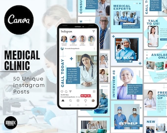 Medical Clinic Instagram Post Templates: Canva Theme (Digital Download)