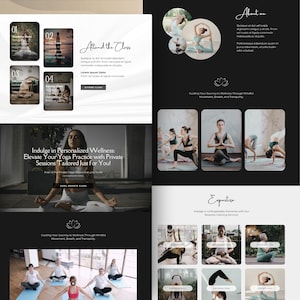Yoga Instructor Canva Website Template, Yoga Teacher Landing Page Design, Elegant Canva Web Template for Yoga Studio Wellness Practitioner