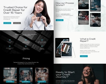 Modello di sito web per la riparazione del credito: design professionale Canva (download digitale)