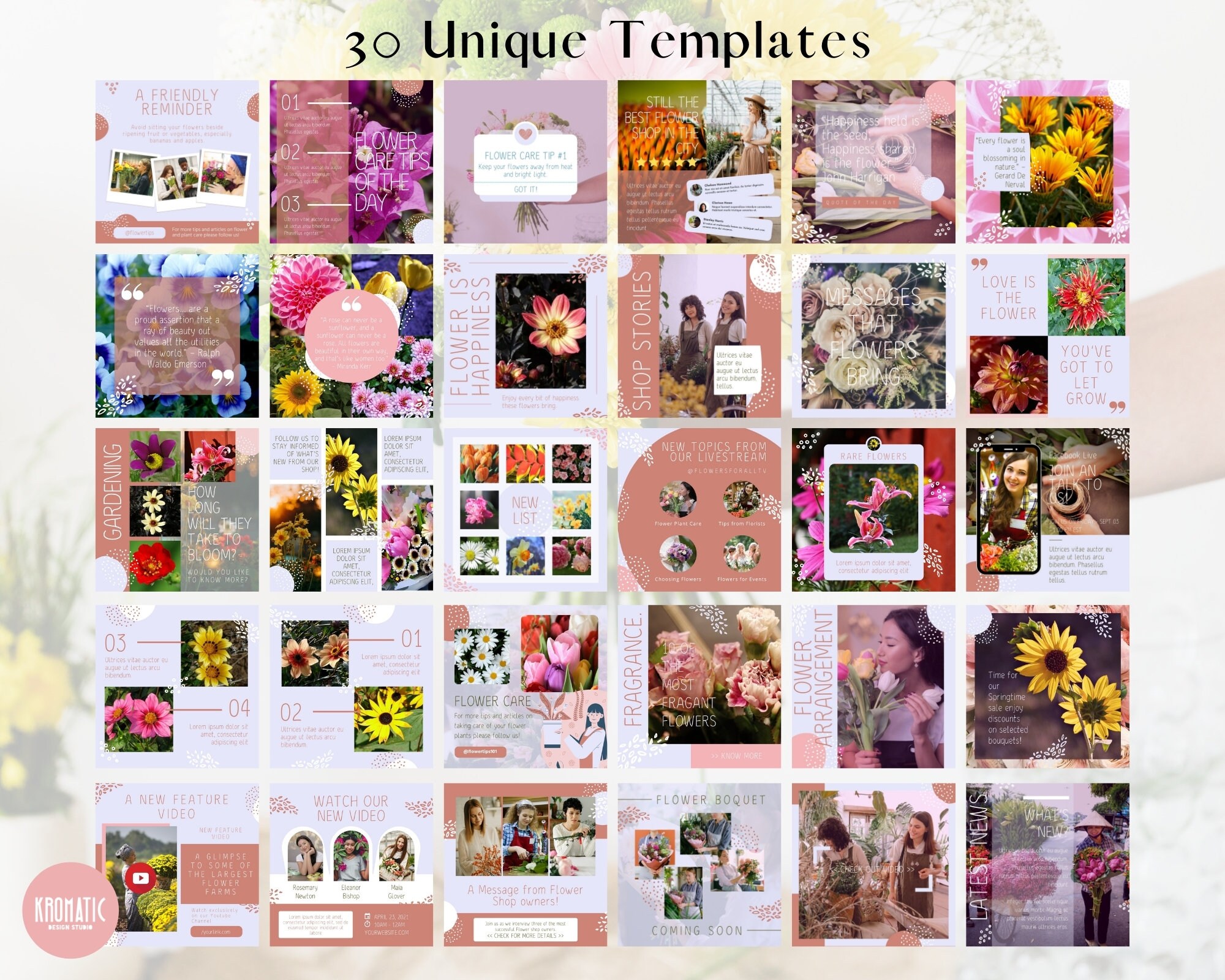 30 Florist Instagram Post Template, Flower Shop Instagram Template