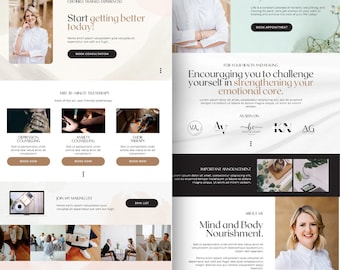 Website Template für Therapeuten: Minimalistische Canva Landing Page (Digitaler Download)