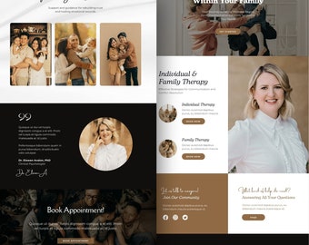 Modello di sito web per terapeuti: pagina di destinazione Canva per consulenti di salute mentale
