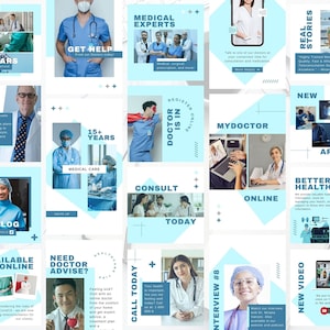 100 Medical Clinic Instagram Template Canva, Post and Story IG Template, Healthcare Doctor Nurse Physician, Canva Theme, Instagram Branding