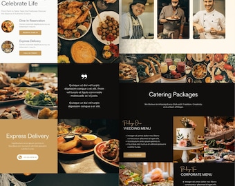 Modello Canva per sito web di catering: elegante landing page per chef (download digitale)