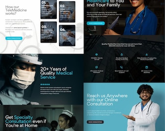 Modello di sito web Canva per clinica medica: landing page per l'assistenza sanitaria (download digitale)