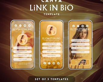 Elegant Link In Bio Canva Template: Golden Design