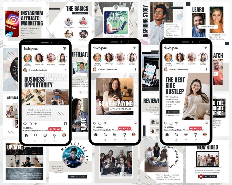Affiliate Marketing Instagram Post Templates: Professional Canva Theme (50 Posts) image 3