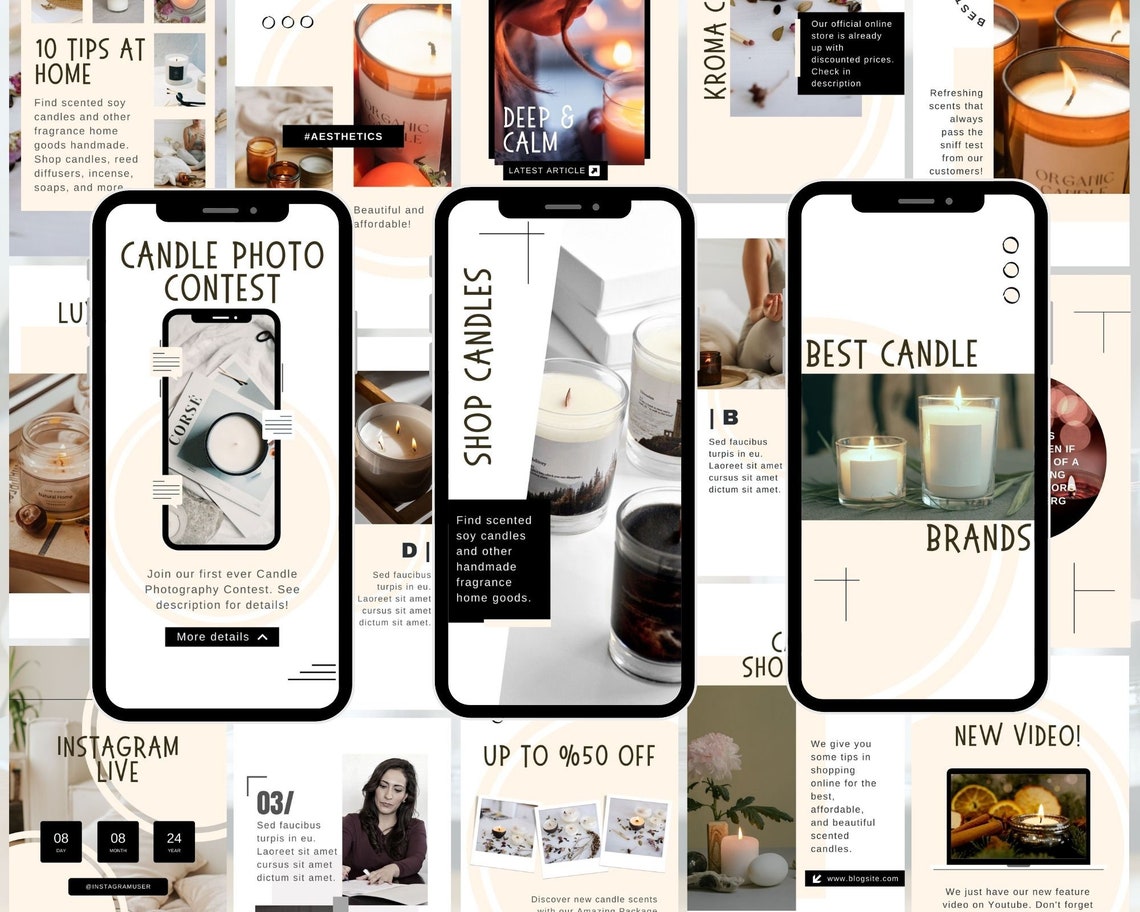 50 Candle Shop Instagram Story Template Canva, Candle Making Business