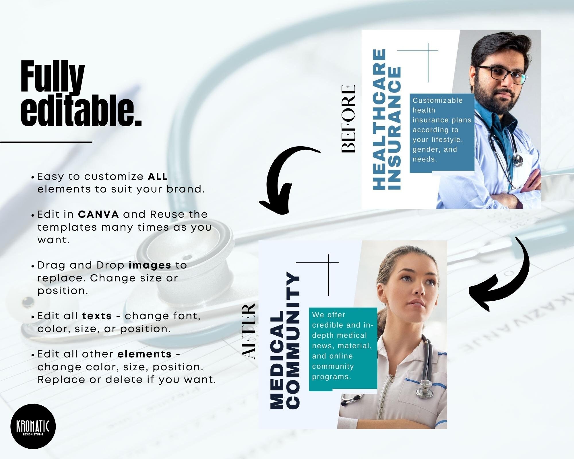 Curated visual reference: Visual Reference: Medical Doctor Instagram Social Media Bundle Post Story Puzzle