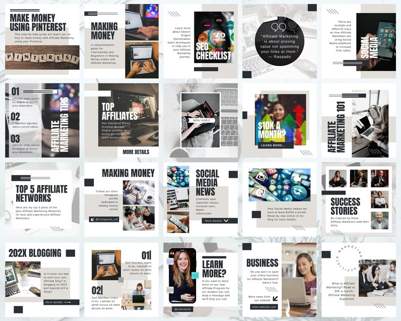 Affiliate Marketing Instagram Post Templates: Professional Canva Theme (50 Posts) image 2