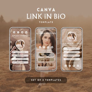 Link In Bio Template, Instagram Tiktok Pinterest Bio Link Landing Page Canva Template, Linktree Alternative Link In Bio, Canva Template