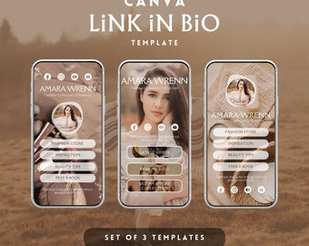 Boho Luxe Link in Bio Canva-sjabloon: Instagram, TikTok, Pinterest