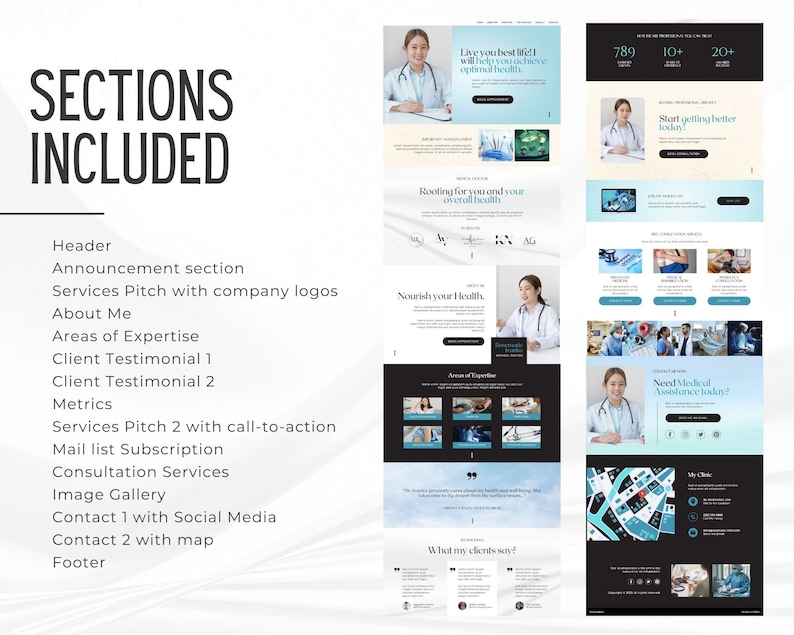Medical Doctor Canva Website Template, Healthcare Canva Website Design