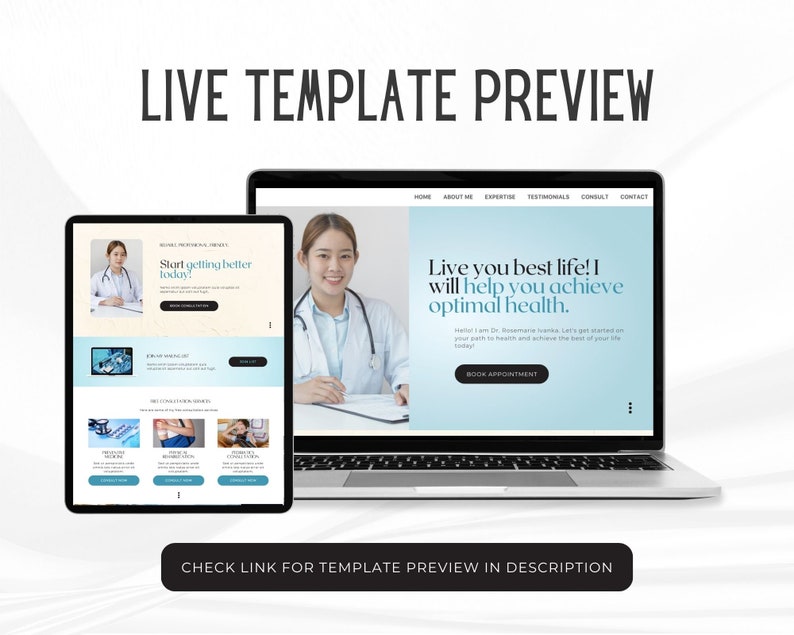Medical Doctor Canva Website Template, Healthcare Canva Website Design