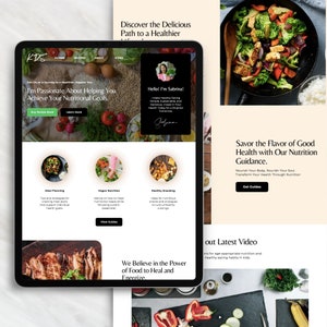 Nutritionist Landing Page Website Template | Canva Nutritionist Sales Page One Page Website, Health Coach Landing Page Design Templates
