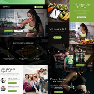 Weight Loss Health Fitness Coach Website Template, Canva Landing Page Design, Canva Web Template for Fitness Coach Dietitian Nutritionist