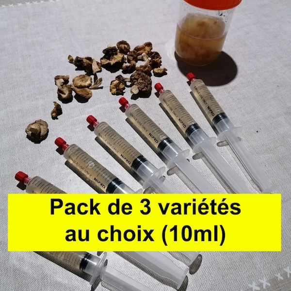 Pack de 3 cultures liquides 10ml de mycélium de champignon (différentes variétés)