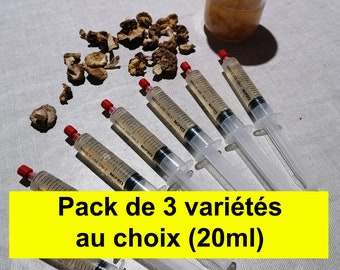 Pack de 3 cultures liquides 20ml de mycélium de champignon (différentes variétés)