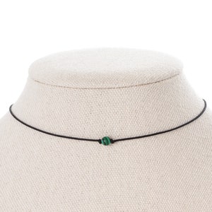 Tiny Malachite Choker Necklace, Black Cord Choker, Single Stone Choker, Layering Necklace, Small Green Malachite, Handcrafted Necklace