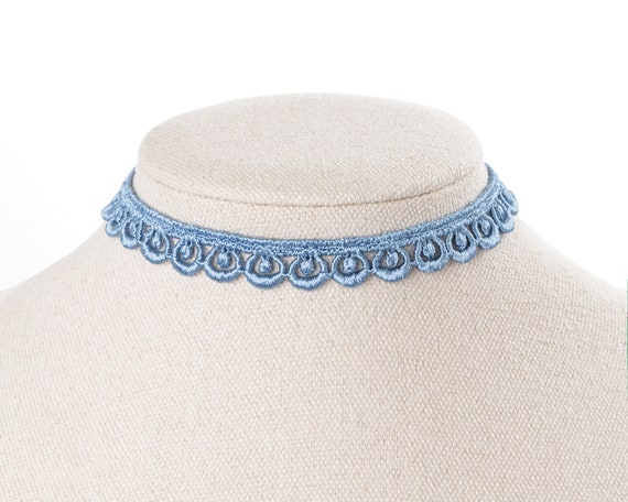 Blue cheap lace choker