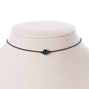 Blue Tiger Eye Natural Stone Choker, Black Cord Necklace, Single Bead Choker, Gemstone Choker, Third Eye, Balance, Energy, Healing Stone