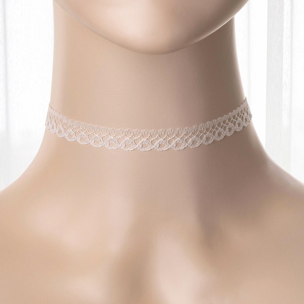 White Lace Choker Necklace, Lace Jewelry, Cute Little White Lace Choker, Handcrafted, Adjustable Necklace, Delicate and Thin Lace Choker