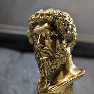Marcus Aurelius bust home decoration sculpture in gold resin handmade