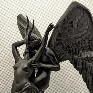 Gothic Fantasy Figure Devil and Angel Satan Archangel Sculpture Baphomet Statue Resin Art 3D Print 24 cm