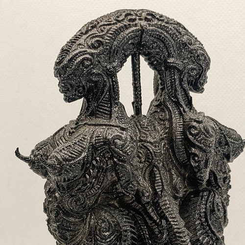 HR Giger Inspired Statue Hybrid Resin Art Fantasy Figure Replica Alien Gothic Deco Decoration 3d Print