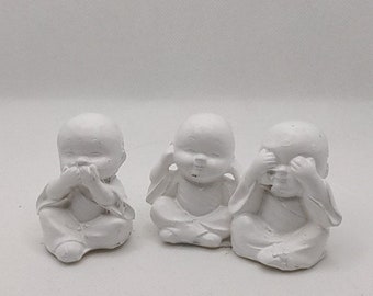 Home decoration Buddha handmade children Hear nothing - see nothing - say nothing approx. 5 cm high