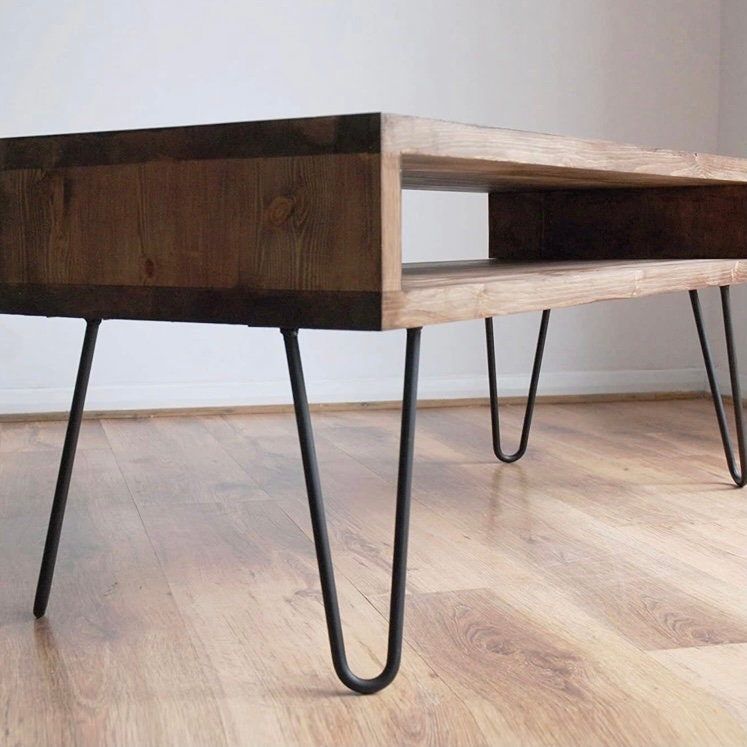 Reclaimed Solid Pine Tv Stand Rustic Style Hairpin Legs Etsy