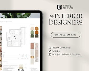 Interior Designer Notion Template | Notion Planner for Interior Architect Project Portal | Aesthetic Notion Dashboard for Interior Designers