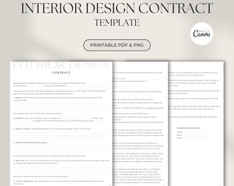 Interior Design Project Contract | Client Proposal Template Canva - Aesthetic Interior Design Template - Online Interior Design - E Design