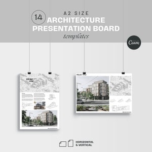 Modèles de panneaux de présentation d'architecture | Modèle de mise en page du tableau de présentation Canva A2